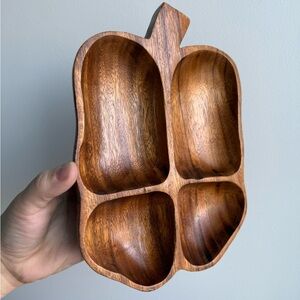 Vintage Leaf Monkey Pod 70s Wood Serving Tray Snack Catch All Dish